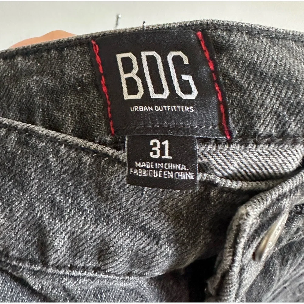 Urban Outfitters BDG Washed Black Denim Tati High Waisted Slit Flare Jean - Picture 11 of 13